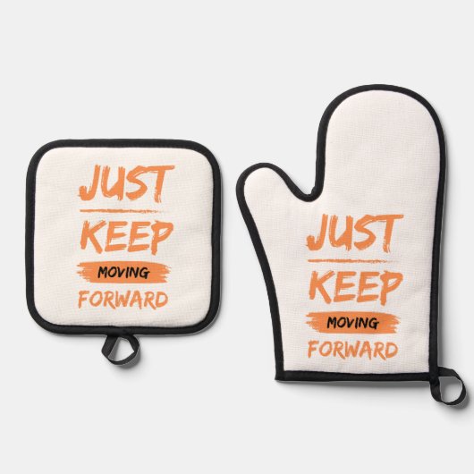 behalt einfach den Schritt zu verwerfen Ofenhandschuh & Topflappen-Set (Vorderseite)