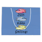 Behalt einfach lächeln! Farbiger Zahnfisch Große Geschenktüte (Rückseite)