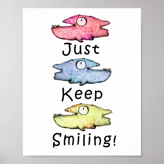 Behalt einfach lächeln! Farbiger Zahnfisch Poster (Vorne)