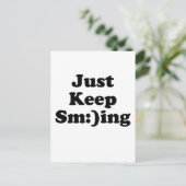 Behalt einfach lächeln postkarte (Stehend Vorderseite)