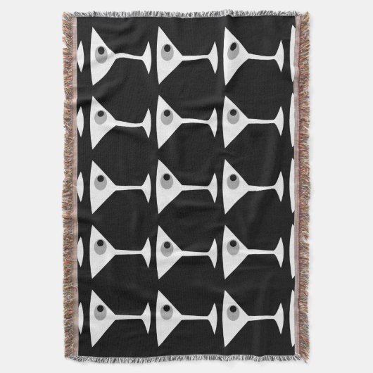 Behalt 'Em Coming Martini Throw Blanket (b&w) Decke (Vorderseite Vertikal)