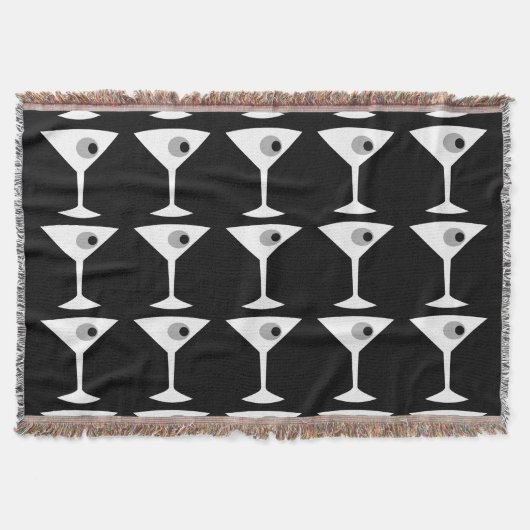 Behalt 'Em Coming Martini Throw Blanket (b&w) Decke (Vorderseite)