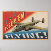 Behalt "Em Flying/B-25 Medium Bomber (Flugzeug) Poster (Vorne)