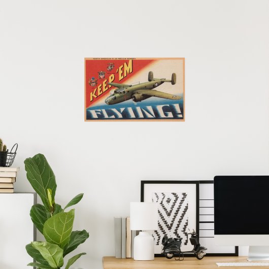 Behalt "Em Flying/B-25 Medium Bomber (Flugzeug) Poster (Heimbüro)
