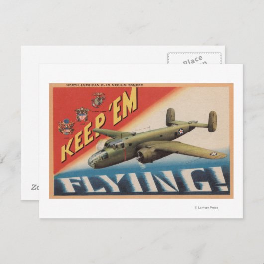 Behalt "Em Flying/B-25 Medium Bomber (Flugzeug) Postkarte (Vorne/Hinten)