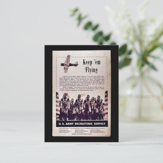 Behalt 'Em Flying Postkarte (Stehend Vorderseite)