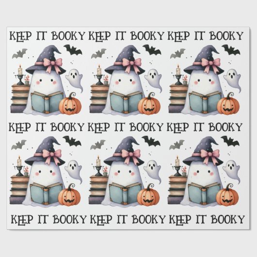 Behalt es Booky Booky Halloween Spooky Lesen Custo Geschenkpapier (Flach)