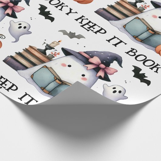Behalt es Booky Booky Halloween Spooky Lesen Custo Geschenkpapier (Ecke)