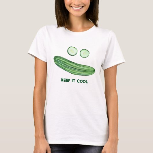 Behalt es Cool als Cucumber Funny Watercolor Face T-Shirt (Vorderseite)