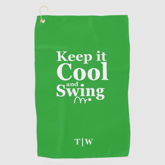 Behalt es Cool und Swing Golf Thema Golfhandtuch (Vorderseite)