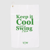 Behalt es Cool und Swing Golf Thema Golfhandtuch (Vorderseite)