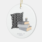 Behalt es gemütlich Illustriert Candle Foto Weihna Keramik Ornament (Links)
