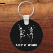 Behalt es komisch tanzendes Skelett Schlüsselanhänger (Vorderseite)