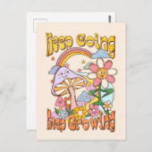 Behalt gehen, Behalt wachsen | Pilze und Blumen Postkarte (Vorne/Hinten)