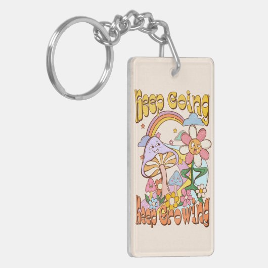 Behalt gehen, Behalt wachsen | Pilze und Blumen Schlüsselanhänger (Vorderseite links)