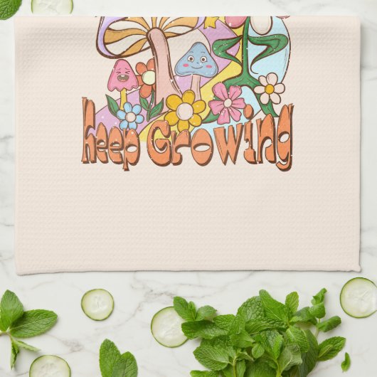 Behalt Going, Behalt Growing - Pilze & Blume Geschirrtuch (Gefaltet)