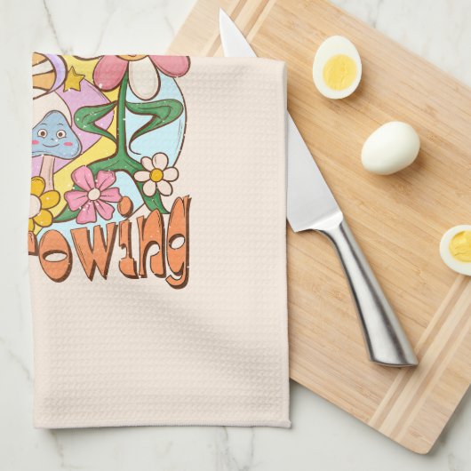 Behalt Going, Behalt Growing - Pilze & Blume Geschirrtuch (Viertel Falte)