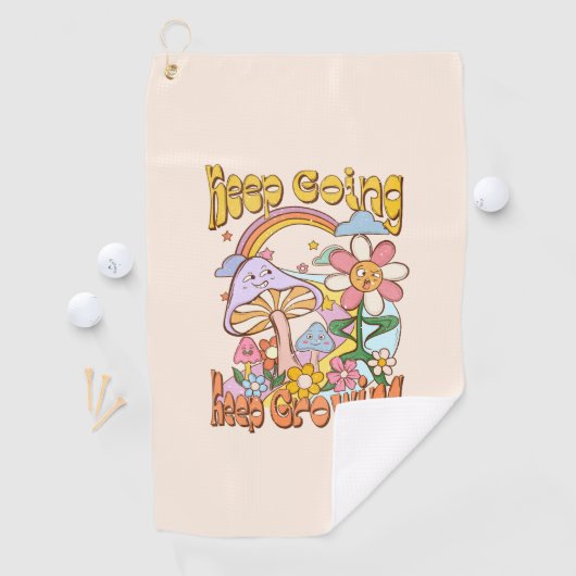 Behalt Going, Behalt Growing - Pilze & Blume Golfhandtuch (Insitu)