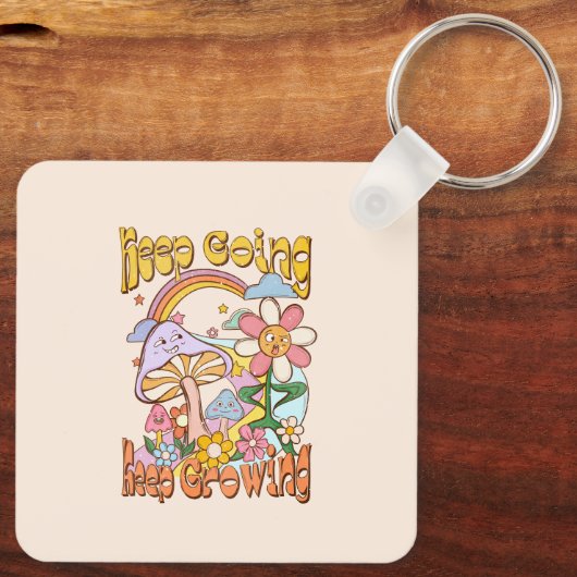 Behalt Going, Behaltend Wachsen - Pilz & Blume Schlüsselanhänger (Rückseite)