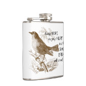 Behalt Hoffnung in Dein Herz Singvogel auf Zweig Flachmann (Rechts)