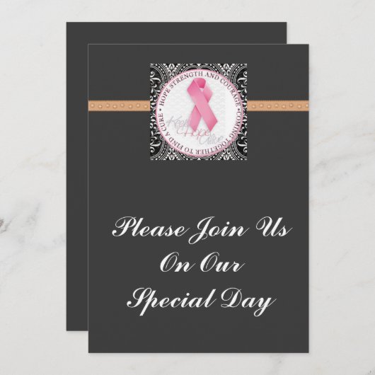 behalt Hoffnung lebendig rosa Bandbrustkrebs Einladung (Vorne/Hinten)