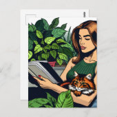 Behalt in Touch | Frauen lesen Postkarte (Vorne/Hinten)