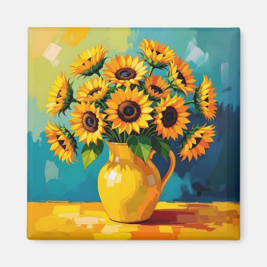 Behalt in Touch | Gelbe Sonnenblumen Magnet (Vorne)