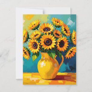 Behalt in Touch   Gelbe Sonnenblumen Postkarte