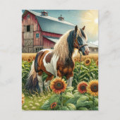 Behalt in Touch | Hübsches Pferd auf rustikalem Ba Postkarte (Vorderseite)