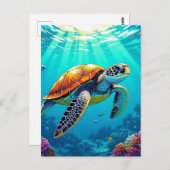 Behalt in Touch | Meeresschildkröte Postkarte (Vorne/Hinten)