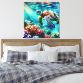 Behalt in Touch | Meeresschildkröten schwimmen Leinwanddruck (Insitu (Schlafzimmer))