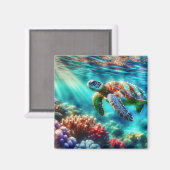Behalt in Touch | Meeresschildkröten schwimmen Magnet (Vorderseite/Rückseite)