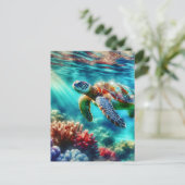 Behalt in Touch | Meeresschildkröten schwimmen Postkarte (Stehend Vorderseite)