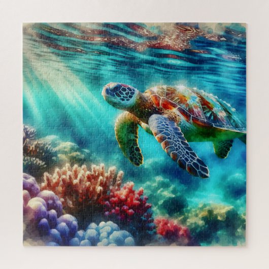 Behalt in Touch | Meeresschildkröten schwimmen Puzzle (Vertikal)