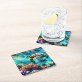 Behalt in Touch | Meeresschildkröten schwimmen Rechteckiger Pappuntersetzer (Vor Ort)