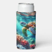 Behalt in Touch | Meeresschildkröten schwimmen Selters Dosenkühler (Seltzer Vorderseite)