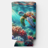 Behalt in Touch | Meeresschildkröten schwimmen Selters Dosenkühler (Rückseite)