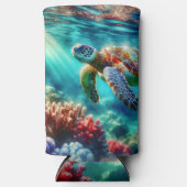 Behalt in Touch | Meeresschildkröten schwimmen Selters Dosenkühler (Vorderseite)