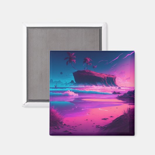 Behalt in Touch | Rosa Meereswellen Magnet (Vorderseite/Rückseite)