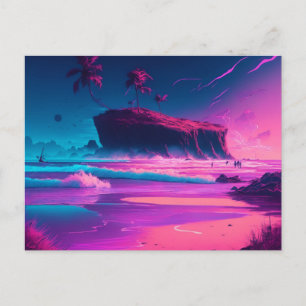 Behalt in Touch   Rosa Meereswellen Postkarte