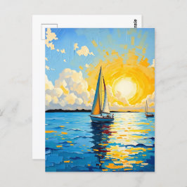 Behalt in Touch | Segelboot bei Sunset Postkarte