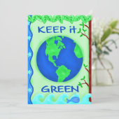 Behalt It Green Rett Earth Environment Art Einladung (Stehend Vorderseite)