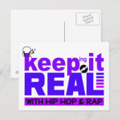 Behalt It Real mit Hip Hop & Rap Postcard Postkarte (Vorne/Hinten)