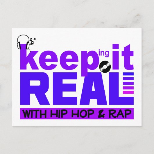 Behalt It Real mit Hip Hop & Rap Postcard Postkarte (Vorderseite)