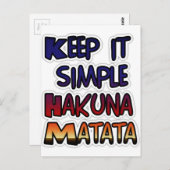 Behalt It Simple Hakuna Matata Art Print Postkarte (Vorne/Hinten)