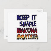 Behalt It Simple Hakuna Matata Art Print Postkarte (Vorne/Hinten)