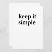 Behalt It Simple Modern Typografy Art Card Einladung (Vorne/Hinten)