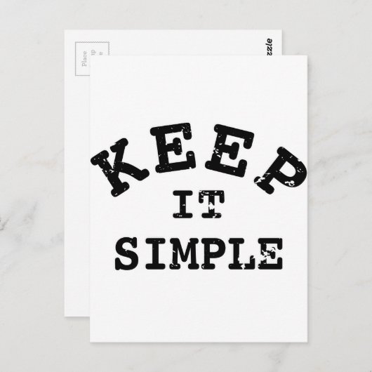 Behalt It Simple Typografy Postkarte (Vorne/Hinten)