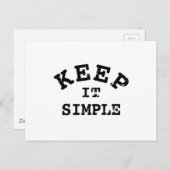 Behalt It Simple Typografy Postkarte (Vorne/Hinten)