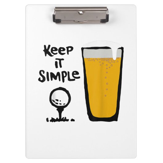 Behalt It Simples Funny Golf Beer Klemmbrett (Vorderseite)